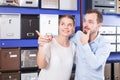 Couple choosing mailbox Royalty Free Stock Photo