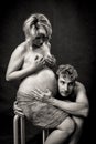 Loving happy couple, pregnant woman with her husba