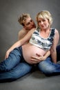 Loving happy couple, pregnant woman with her husband Royalty Free Stock Photo