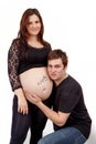 Loving happy couple, smiling pregnant woman with her husband Royalty Free Stock Photo
