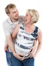 Loving happy couple, smiling pregnant woman with her husband Royalty Free Stock Photo