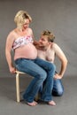 Loving happy couple, smiling pregnant woman with her husband Royalty Free Stock Photo