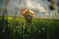 Loving hipster couple walking in the field, kissing and holding hands, hugging, lying in the grass in the summer at sunset. Royalty Free Stock Photo