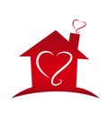 Loving home, with heart silhouettes, icon vector Royalty Free Stock Photo