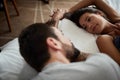 Loving Intimate couple in bed Royalty Free Stock Photo