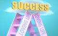 Loving life ladder that leads to success high in the sky, to symbolize that Loving life is a very important factor in reaching