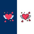 Loving, Love, Heart, Wedding  Icons. Flat and Line Filled Icon Set Vector Blue Background Royalty Free Stock Photo