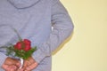 loving man with rose the romantic date or wedding or valentines day concept