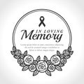 In loving Memory text and ribbon in Black circle line Wreath rose vector design