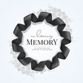 In loving memory of those who are forever in our hearts text in circle rings ribbon waving frame on flora texture background