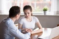 Loving couple holding hands enjoying romantic moment together