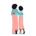 Loving Mother and Daughter Hugging Rear View Isolated on White Background. Black Mom and Girl Embrace Royalty Free Stock Photo