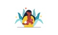 Loving mother feeding her baby by breast flat illustration Royalty Free Stock Photo