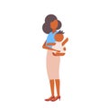 Loving mother holding her little newborn baby happy young family motherhood concept cartoon characters full length Royalty Free Stock Photo