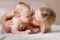 Loving mother kissing her baby boy Royalty Free Stock Photo