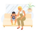 Loving mother supporting sad son child vector illustration Royalty Free Stock Photo