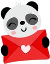 Loving panda holding a valentine letter envelope Royalty Free Stock Photo