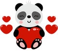 Loving panda with red hearts Royalty Free Stock Photo