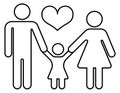 Loving parents with little daughter. Happy family line icon Royalty Free Stock Photo