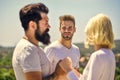 Loving people. family psychology. love triangle. Social problem. Betrayal and divorce. couple in love. third wheel man Royalty Free Stock Photo