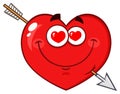 Loving Red Heart Cartoon Emoji Face Character With Hearts Eyes And Arrow