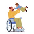 Loving Scene of Disabled Father In A Wheelchair Tossing, Sharing Smiles And Bonding With His Little Child Royalty Free Stock Photo