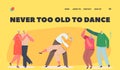 Loving Senior Couples Dance Landing Page Template. Happy Old Men and Women Embracing, Holding Hands and Hugging