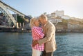 Loving Senior Spouses Embracing During Outdoor Walk On Promenade Royalty Free Stock Photo