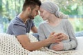 Pregnant wife suffering from cancer Royalty Free Stock Photo