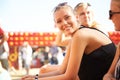 Loving the vibe. Portrait of a beautiful young girl enjoying a music festival with friends. Royalty Free Stock Photo