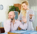 Loving woman consoling depressed man Royalty Free Stock Photo