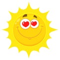 Loving Yellow Sun Cartoon Emoji Face Character With Hearts Eyes Royalty Free Stock Photo