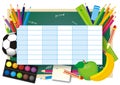 Lovlely background with pencils and timetable Royalty Free Stock Photo