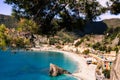 Italy, Monterosso Ã¢â¬â 12 April 2019: a lovley view on Monterosso village and its white bay, Cinque Terre, Liguria