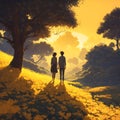 A lovly couple shadow art. Royalty Free Stock Photo