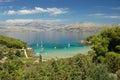 Picturesque view on sandy Lovrecina beach on Brac