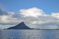 Lovund island in Helgeland archipelago, Norwegian sea on sunny summer morning Royalty Free Stock Photo