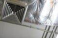 Low abgle view air duct in the bluiding. Royalty Free Stock Photo
