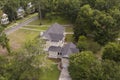 Low aerial view of beautiful home on large property Royalty Free Stock Photo