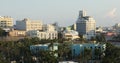 Low aerial view of the old section of San Juan, Puerto Rico.