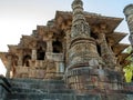 Low angal veiw of the assembly hall frome stapes to Kunda, the reservoir Sun Temple, Modhera Mehsana District Gujara Royalty Free Stock Photo