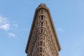 Low Angle Architectural Exterior View of Upper Floors of Historic Flatiron Building in Manhattan, New York City Royalty Free Stock Photo