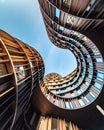 Low angle of Axel Towers, an iconic mixed-use office building in Copenhagen, Denmark Royalty Free Stock Photo