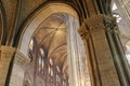 Low angle of the beautiful and unique interior of Notre Dame Cathedral