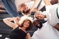 Happy dance partners hugging after training indoors Royalty Free Stock Photo