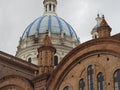 Low angle close up of New Cathedral of Cuenca Ecuador Royalty Free Stock Photo