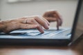 Female hands using laptop computer Royalty Free Stock Photo