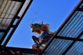 Low angle of a colorful Asian dragon statue Royalty Free Stock Photo