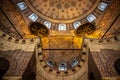 Low angle of decorated ceils inside New Mosque Fatih in ÃÂ°stanbul, Turkey