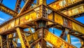 Rusty Steel Beams of an Industrial Truss Bridge Royalty Free Stock Photo